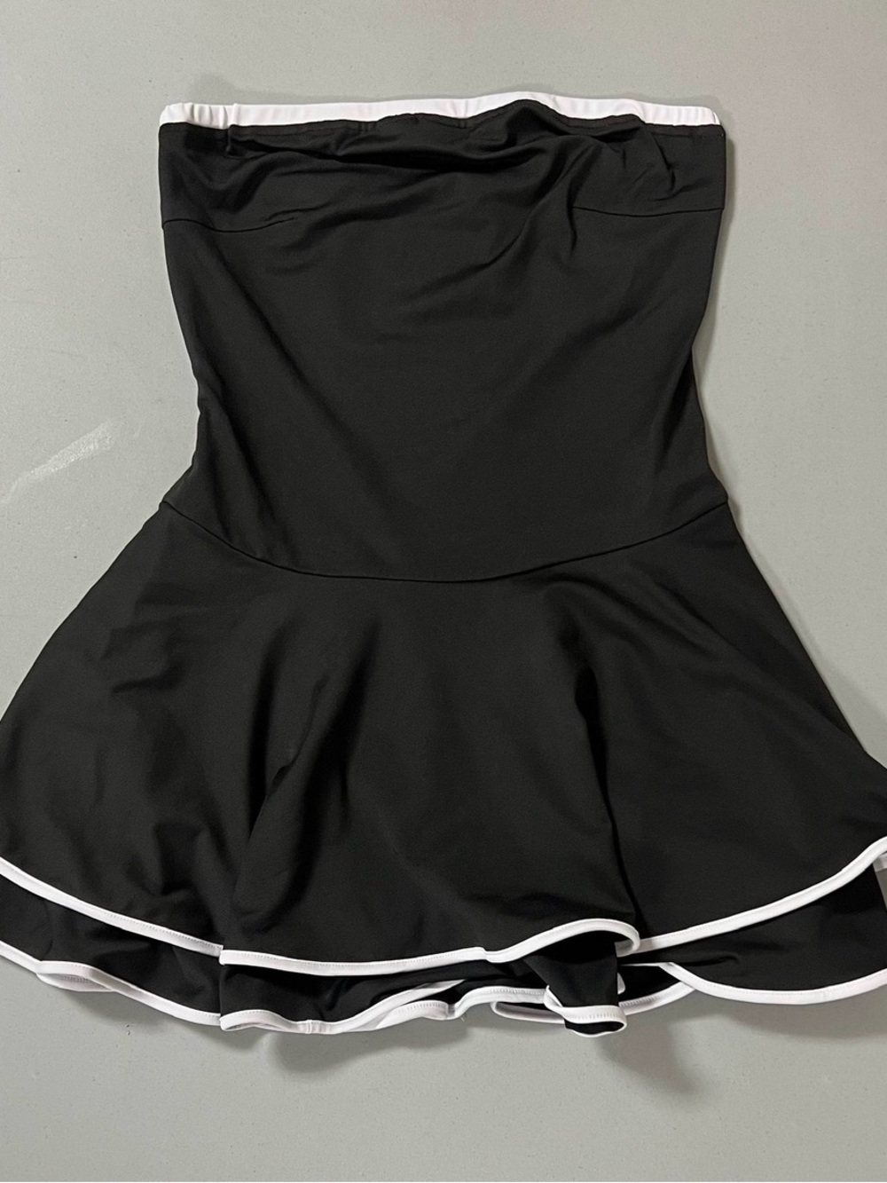 Black White Strapless Ruffle Mini Dress Size S 🤍🖤 #dress #retro #vintage #summer